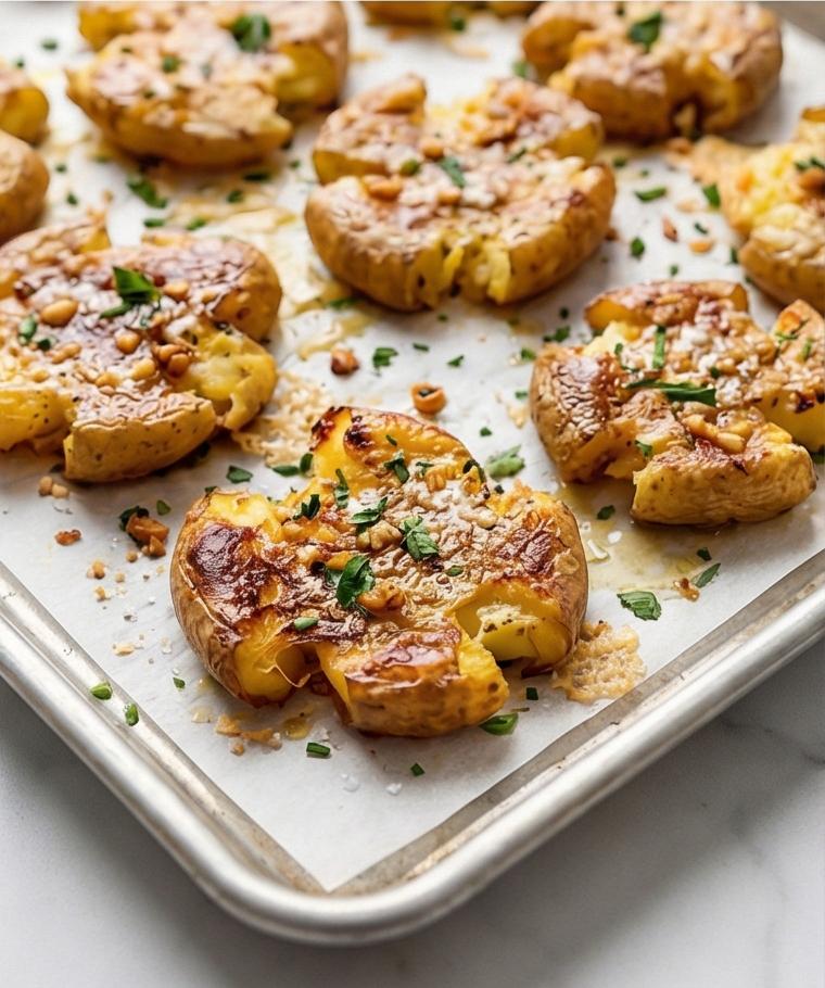 Garlic Butter Smashed Potatoes Recipe