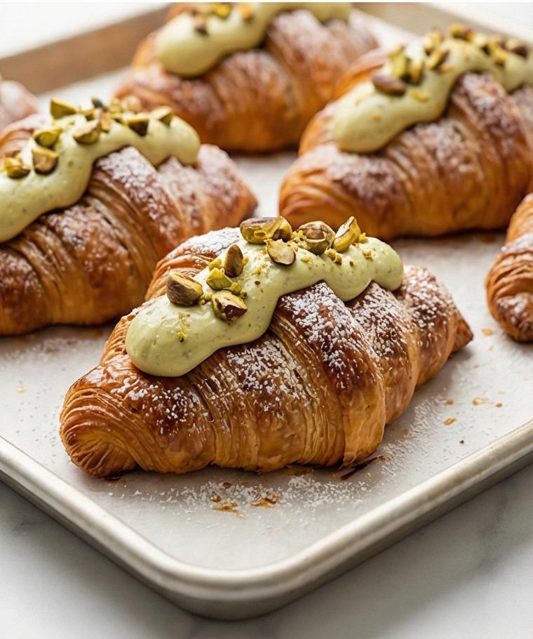 Pistachio Cream Croissants Recipe