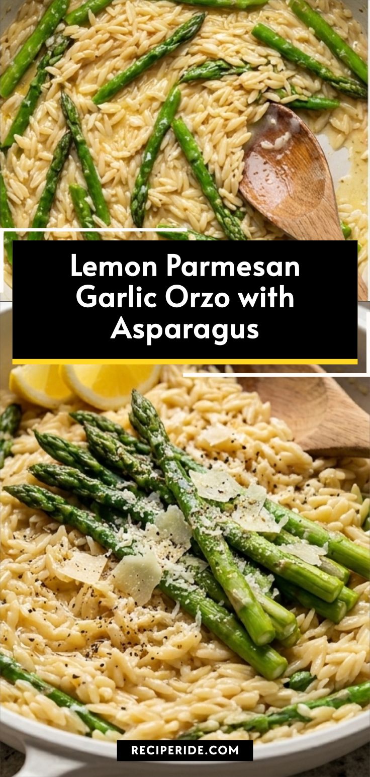 Lemon Parmesan Garlic Orzo with Asparagus