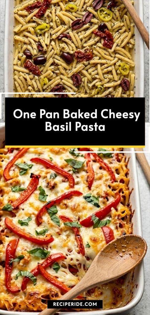 One Pan Baked Cheesy Basil Pasta